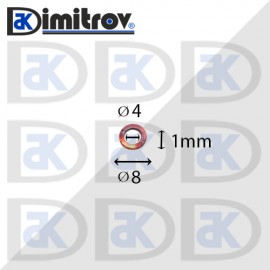 Дифтунга Ø  4 х Ø  8 х 1 mm медна